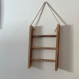 Rustic Brown Wooden Wall Ladder Decor